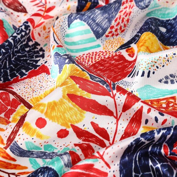 35 Inch Silk Head Scarf 2 Pcs Floral(navy/Red) - Picture 7 of 7